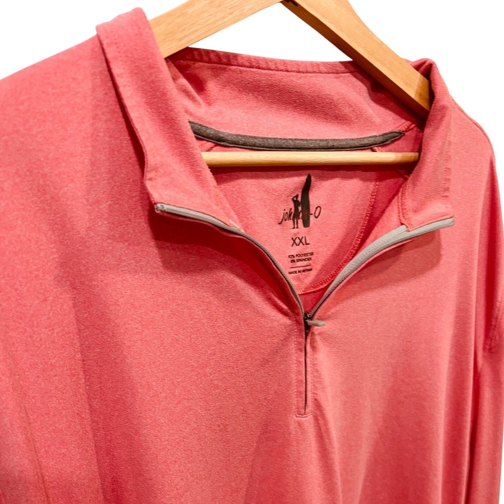 Johnnie-O Mens XXL Quarter Zip Pullover Coral Pink Heather Long Sleeve Golf Top